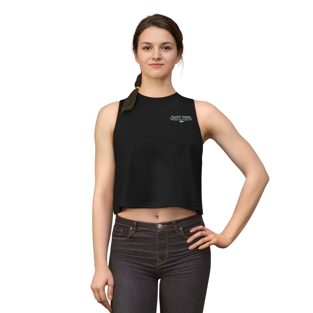 Salty Veins Haut court pour femme — Débardeur blanc sans manches, minimal et estival