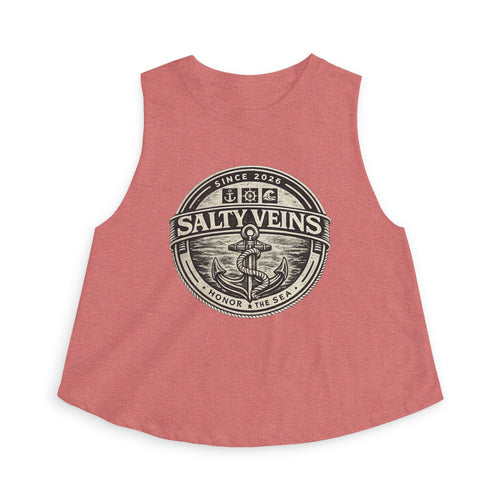 Salty Veins Anchor Crop Top — Women's Nautical Beach Tank