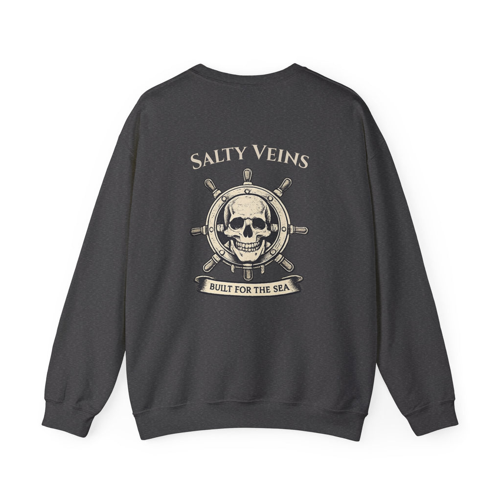 Salty Veins Nautical Skull Crewneck Sweatshirt — 'Built for the Sea'