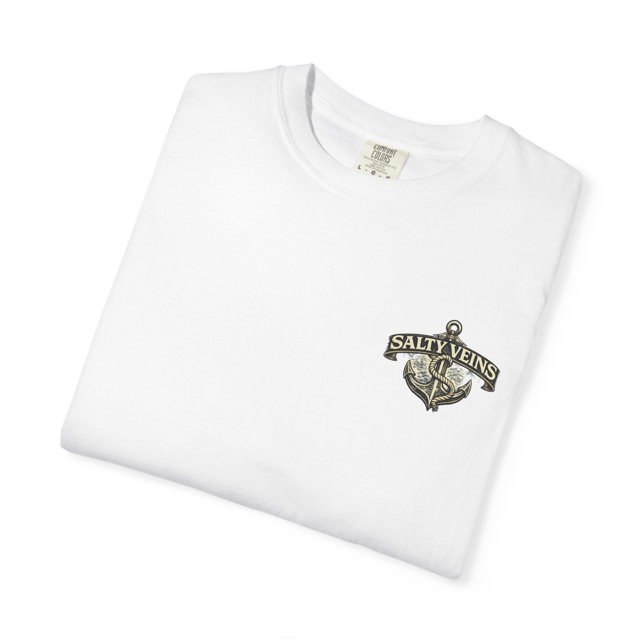 T-shirt Salty Veins Anchor — T-shirt graphique nautique « Legends Never Die »