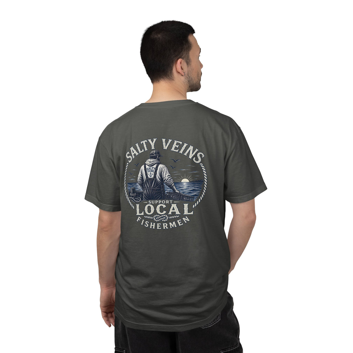 Salty Veins Support Local Fisherman Tee