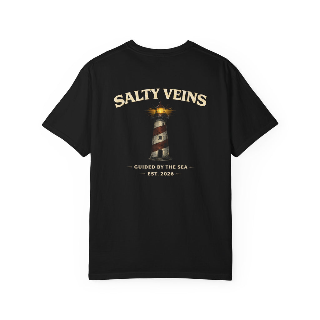 Salty Veins Guided by the Sea Lighthouse Tee