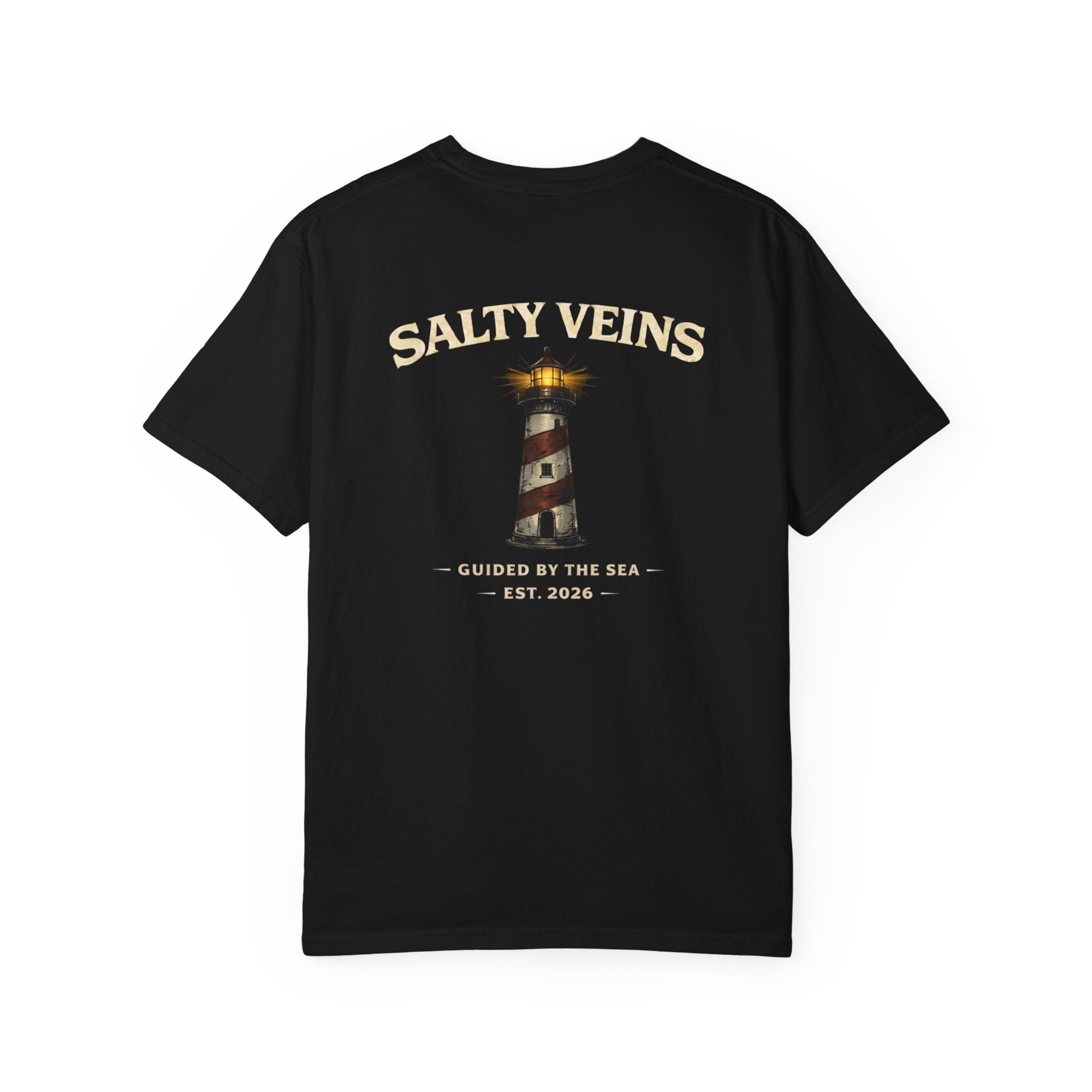 Salty Veins Guided by the Sea Lighthouse Tee