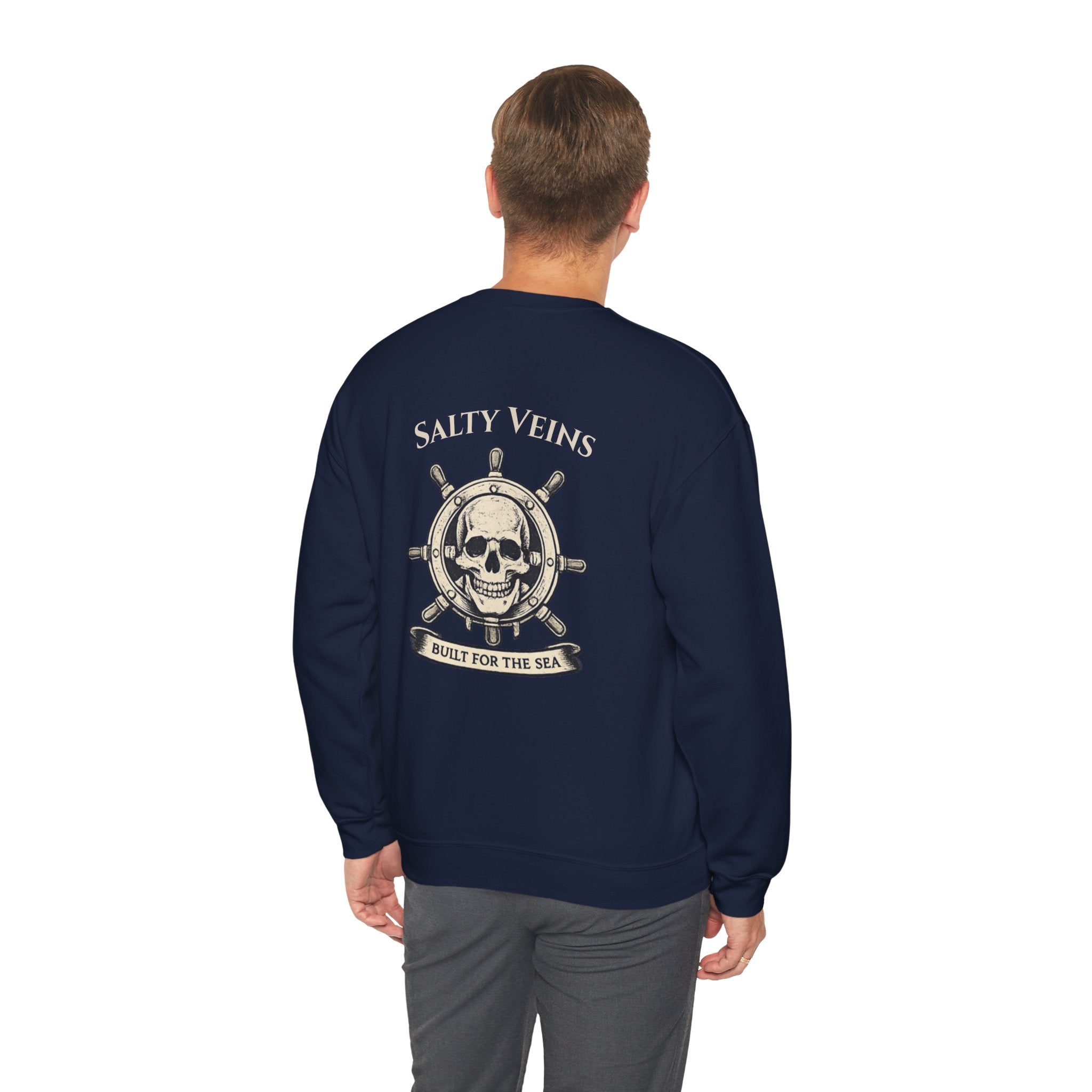 Salty Veins Nautical Skull Crewneck Sweatshirt — 'Built for the Sea'
