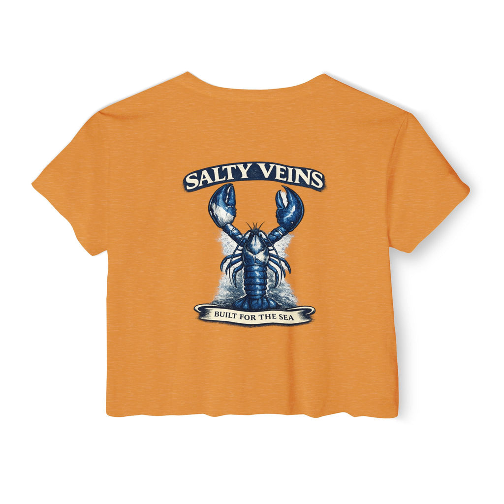 Salty Veins Crop Top — Nautical Lobster Tee