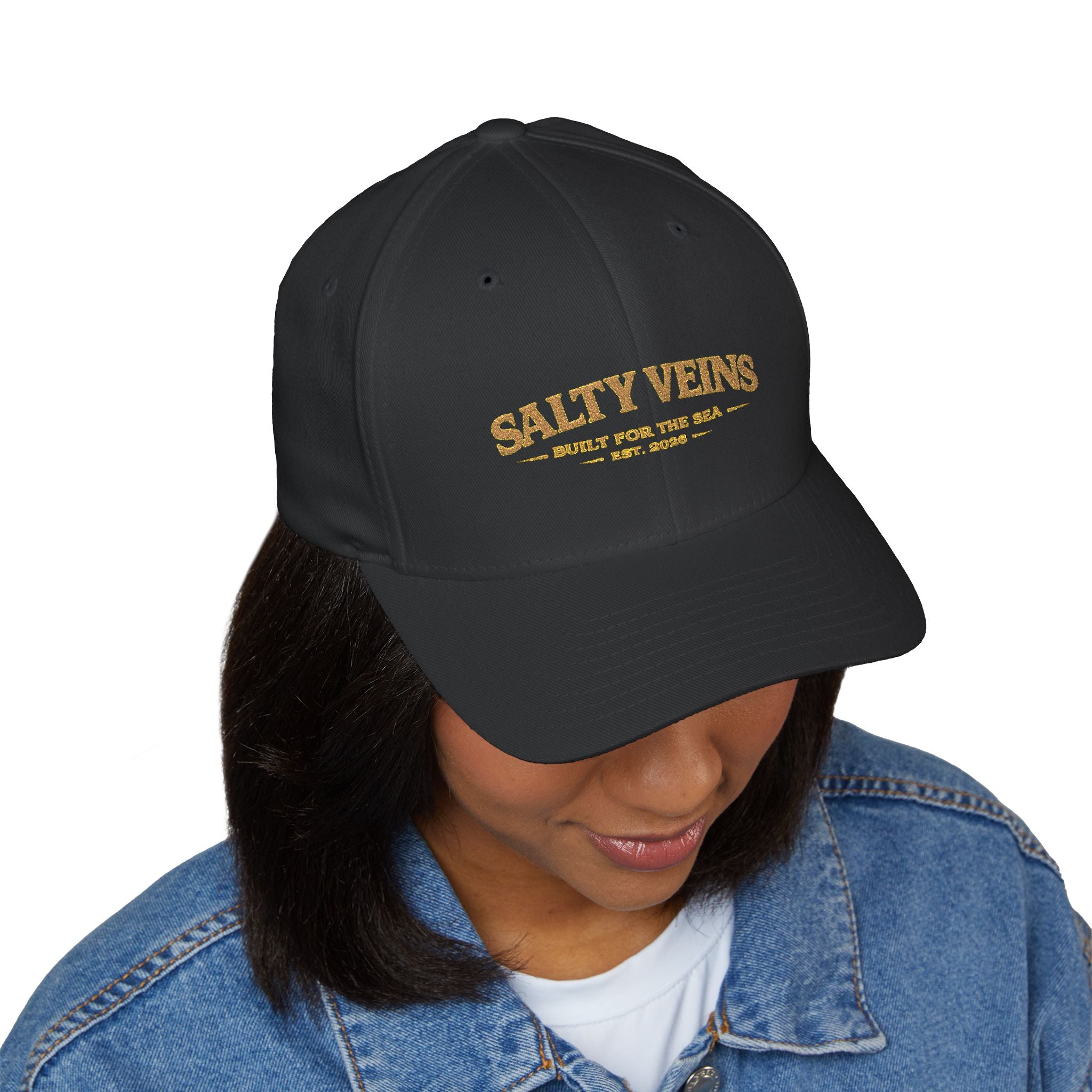 Salty Veins Embroidered Closed-Back Hat