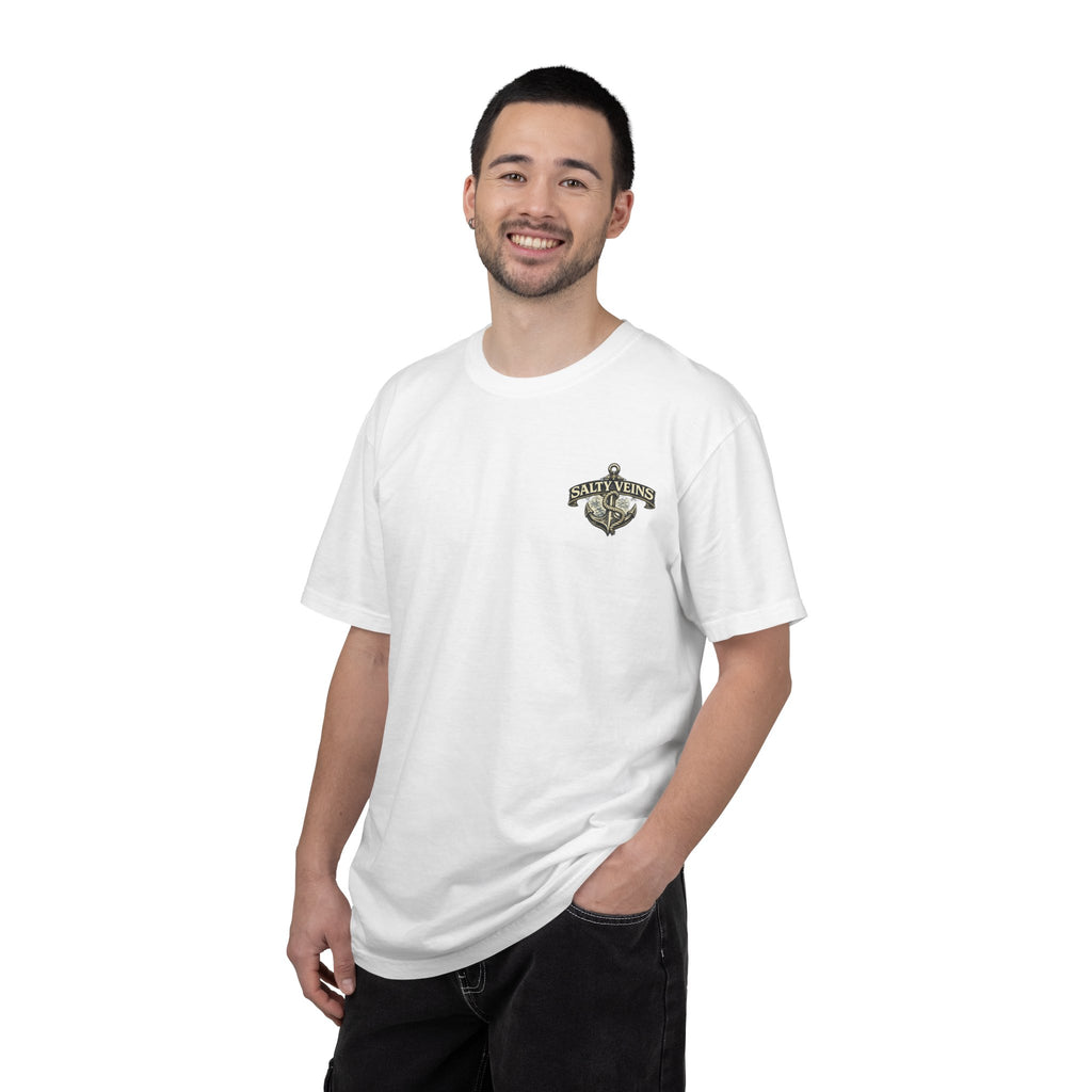 T-shirt Salty Veins Anchor — T-shirt graphique nautique « Legends Never Die »