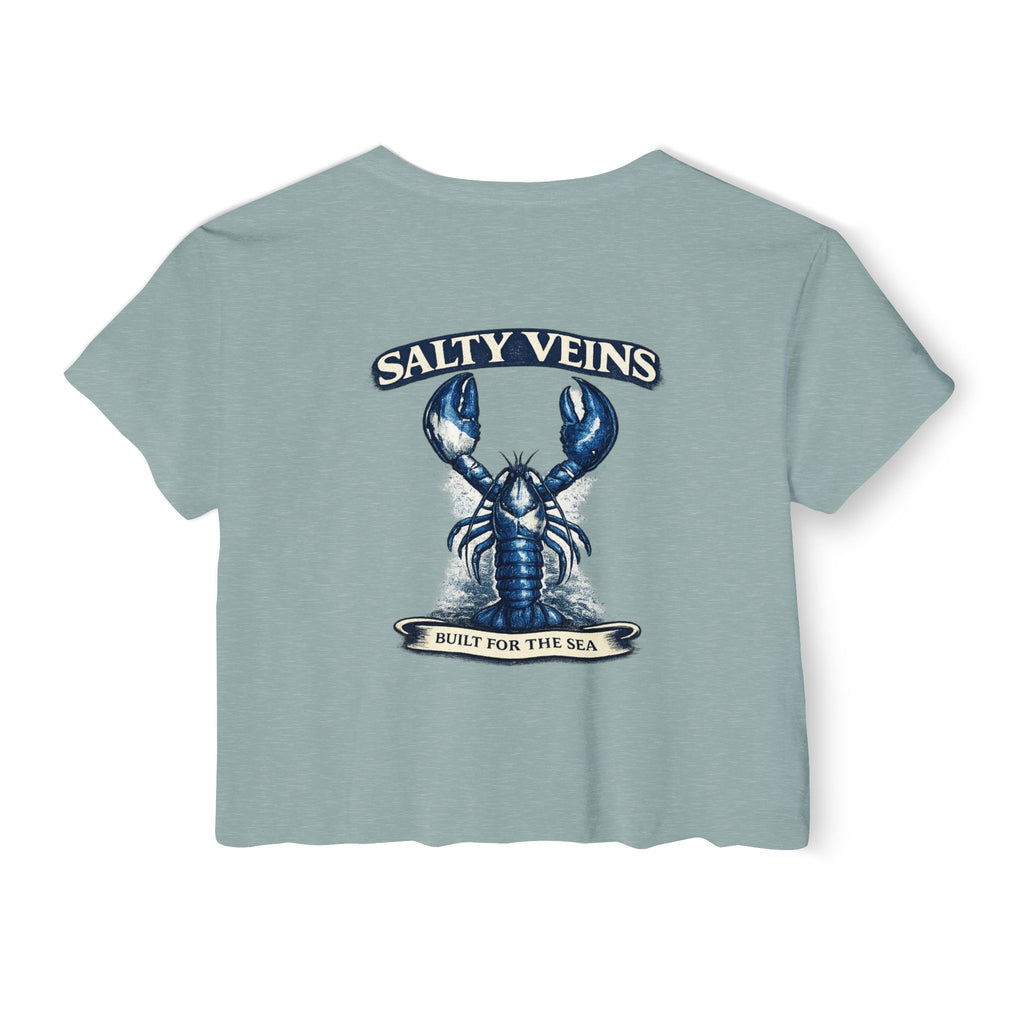 Salty Veins Crop Top — Nautical Lobster Tee