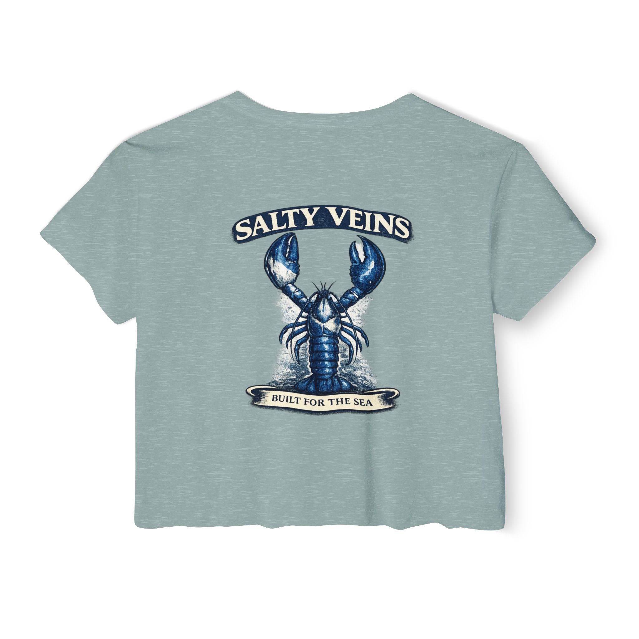 Salty Veins Crop Top — Nautical Lobster Tee