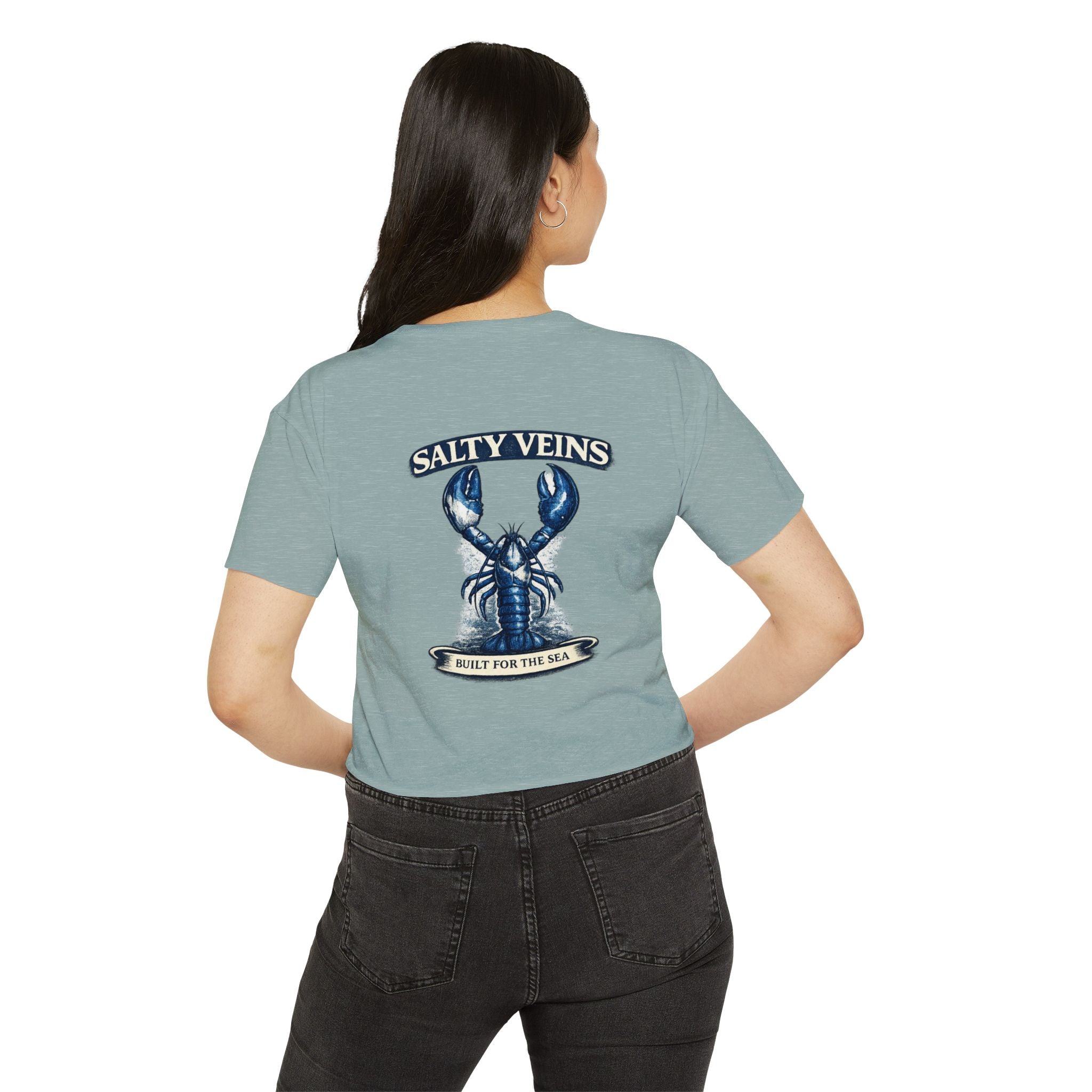 Salty Veins Crop Top — Nautical Lobster Tee