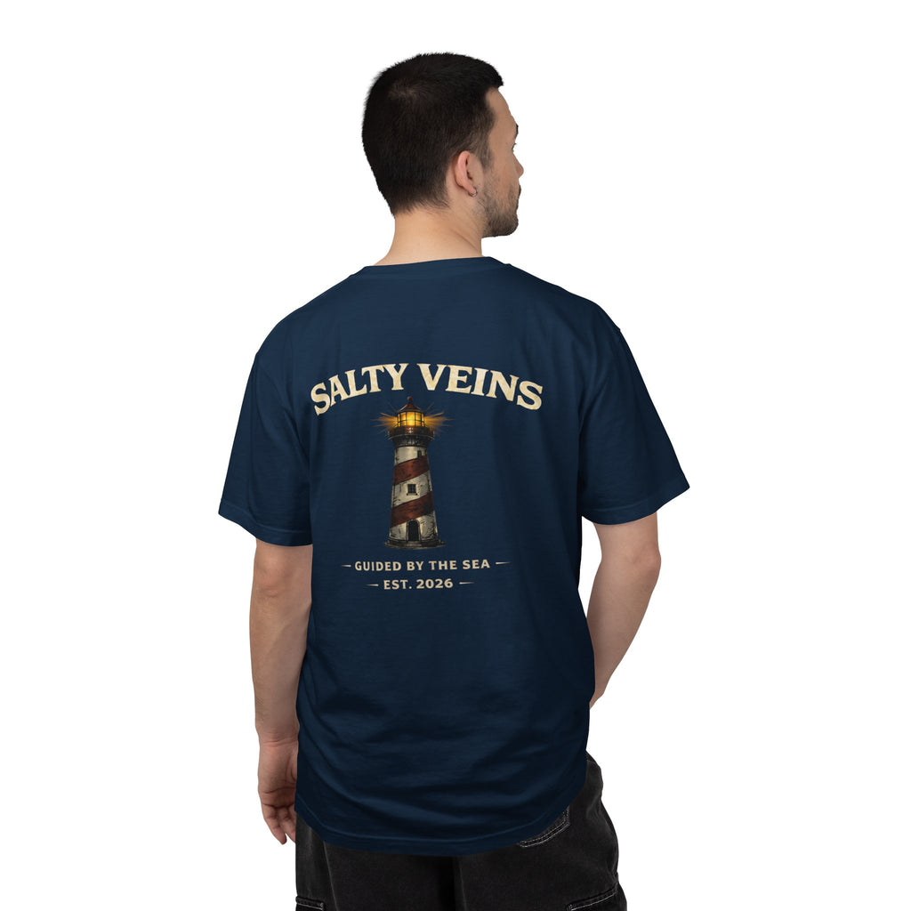 Salty Veins Guided by the Sea Lighthouse Tee