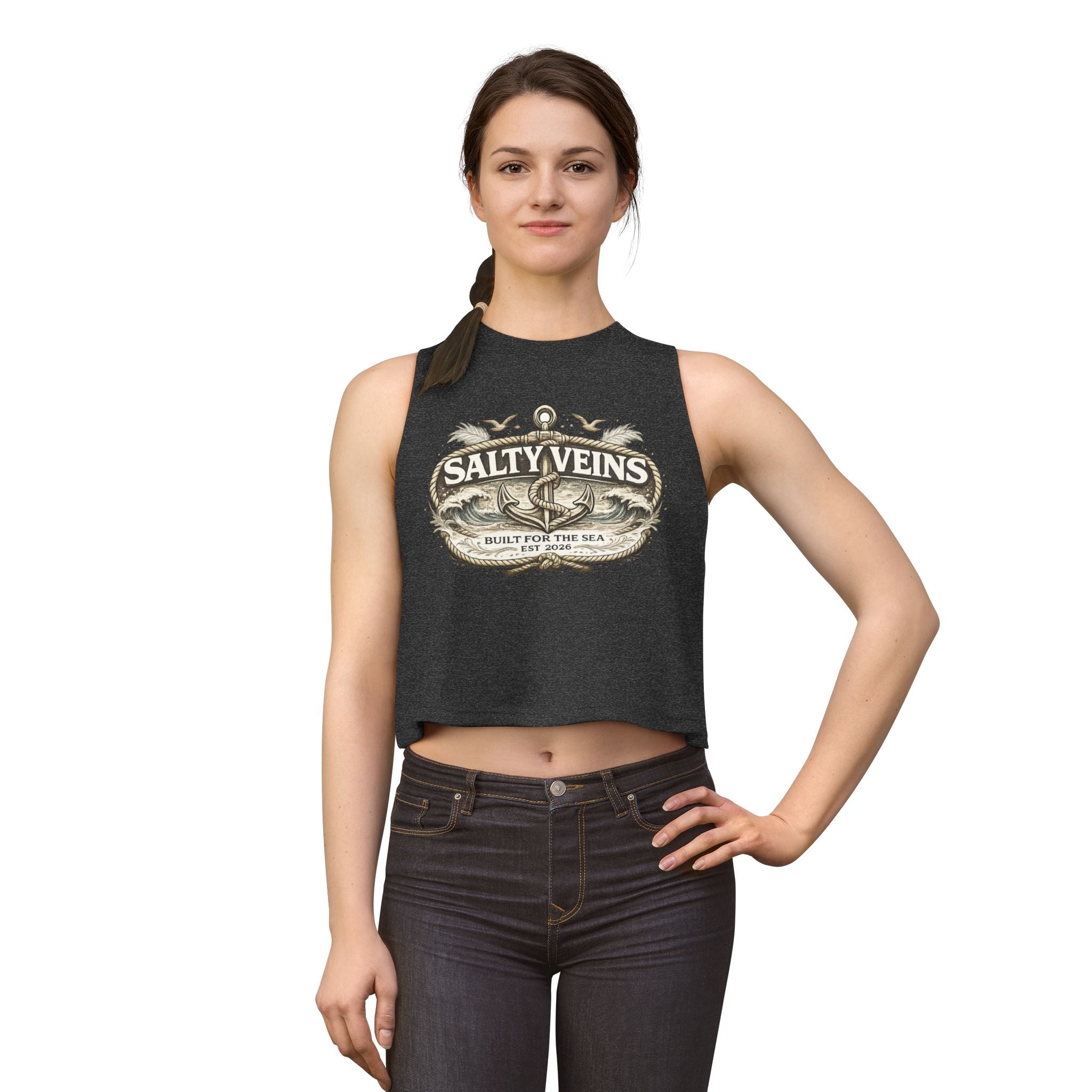 Salty Veins Crop Top — Nautical Women's Sea-Inspired Tank