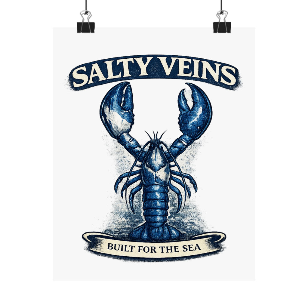 Salty Veins Lobster Poster — "Built for the Sea" Matte Vertical Art Print
