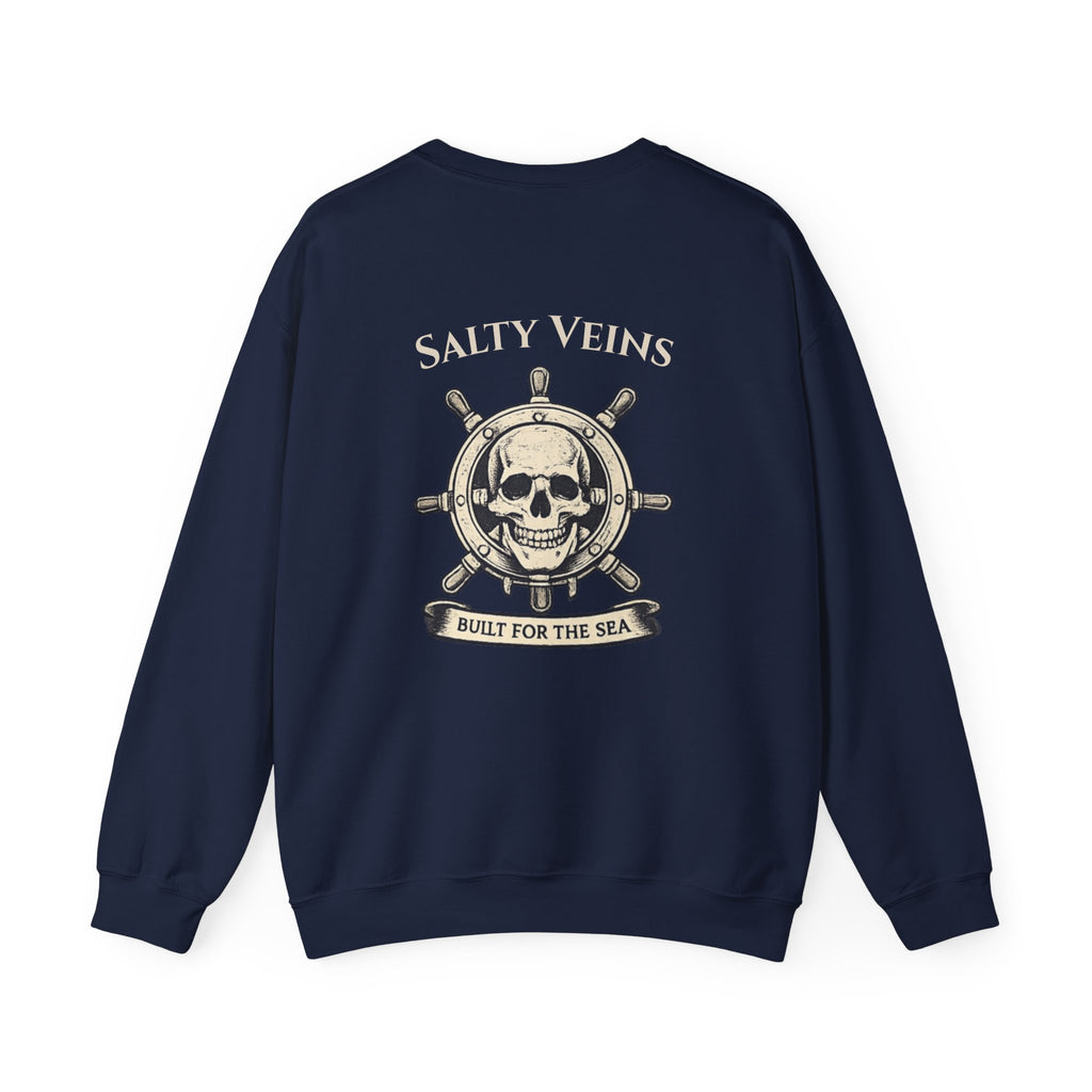 Salty Veins Nautical Skull Crewneck Sweatshirt — 'Built for the Sea'