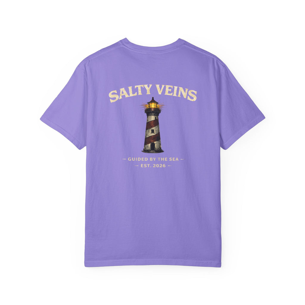 Salty Veins Guided by the Sea Lighthouse Tee