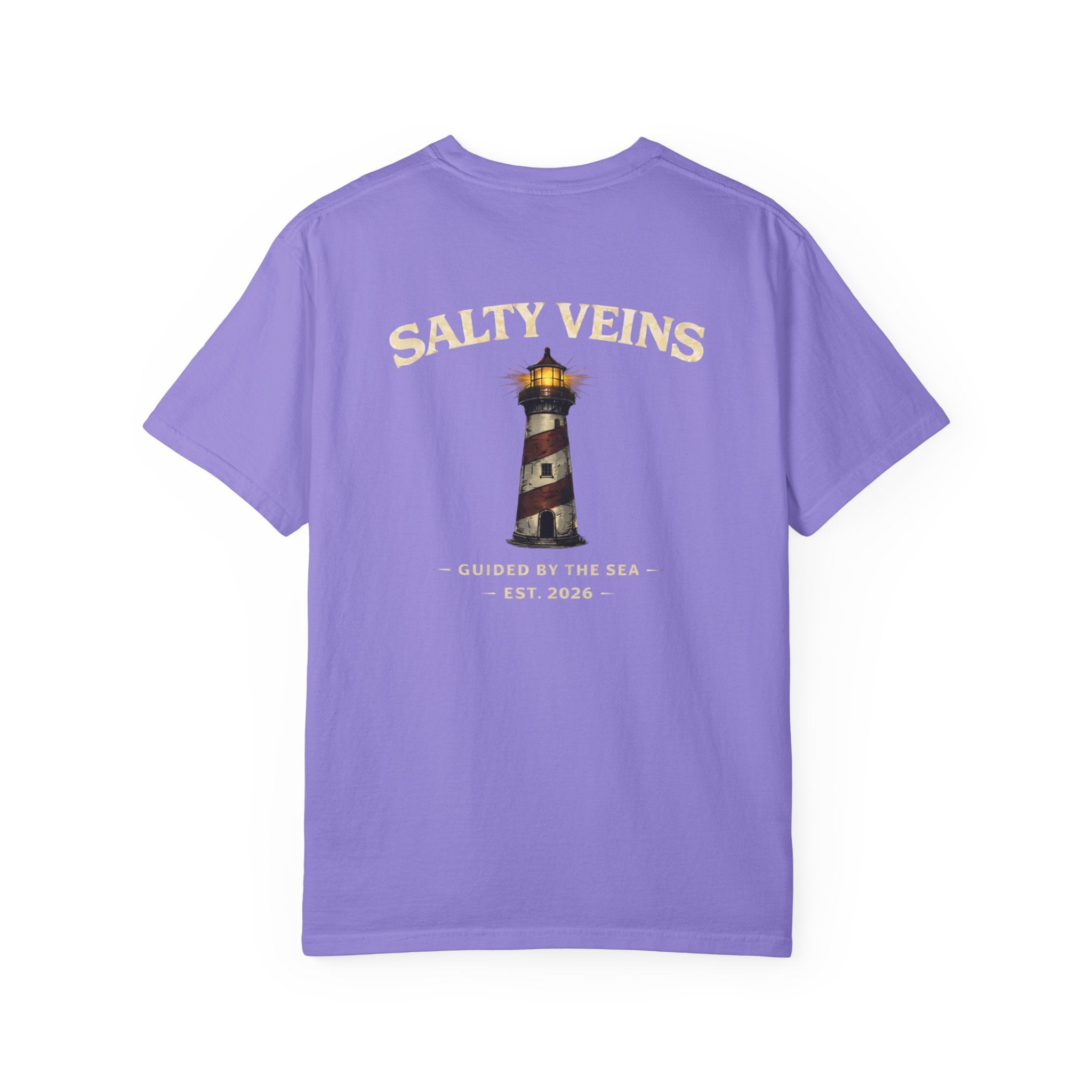 Salty Veins Guided by the Sea Lighthouse Tee