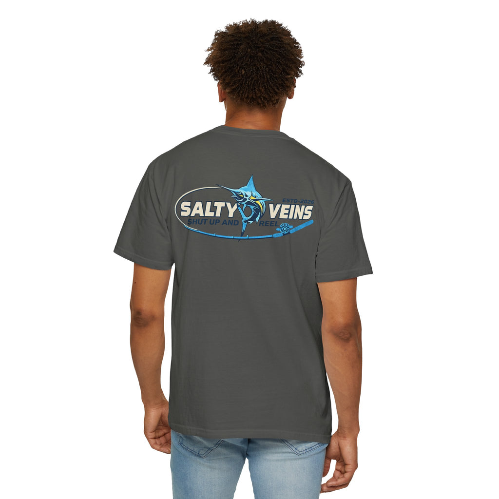 Salty Veins Shut Up and Reel Marlin Tee