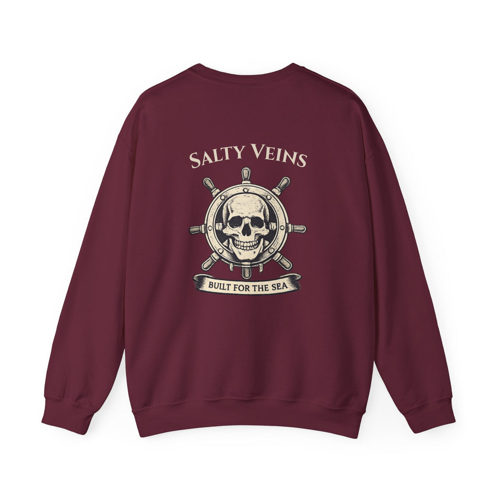 Salty Veins Nautical Skull Crewneck Sweatshirt — 'Built for the Sea'
