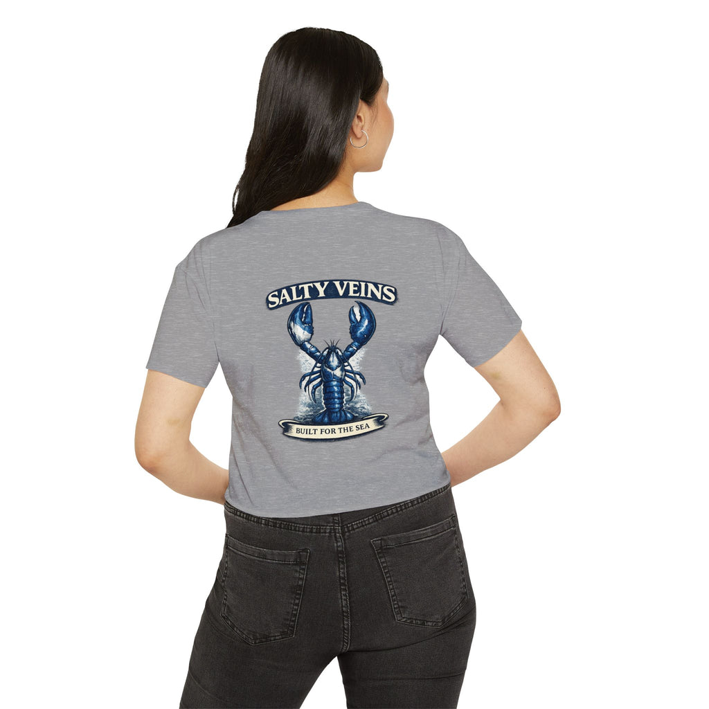 Salty Veins Crop Top — Nautical Lobster Tee