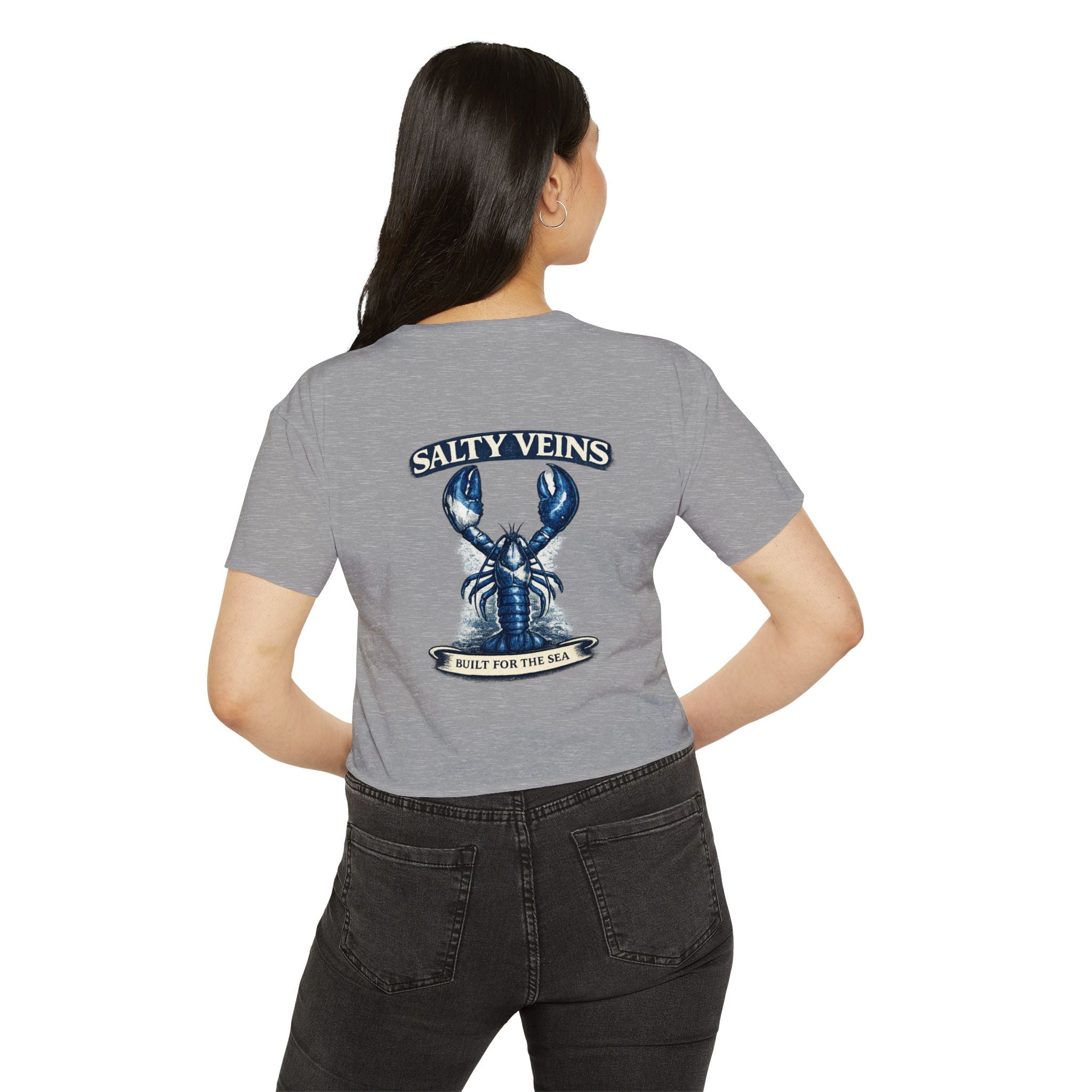 Salty Veins Crop Top — Nautical Lobster Tee