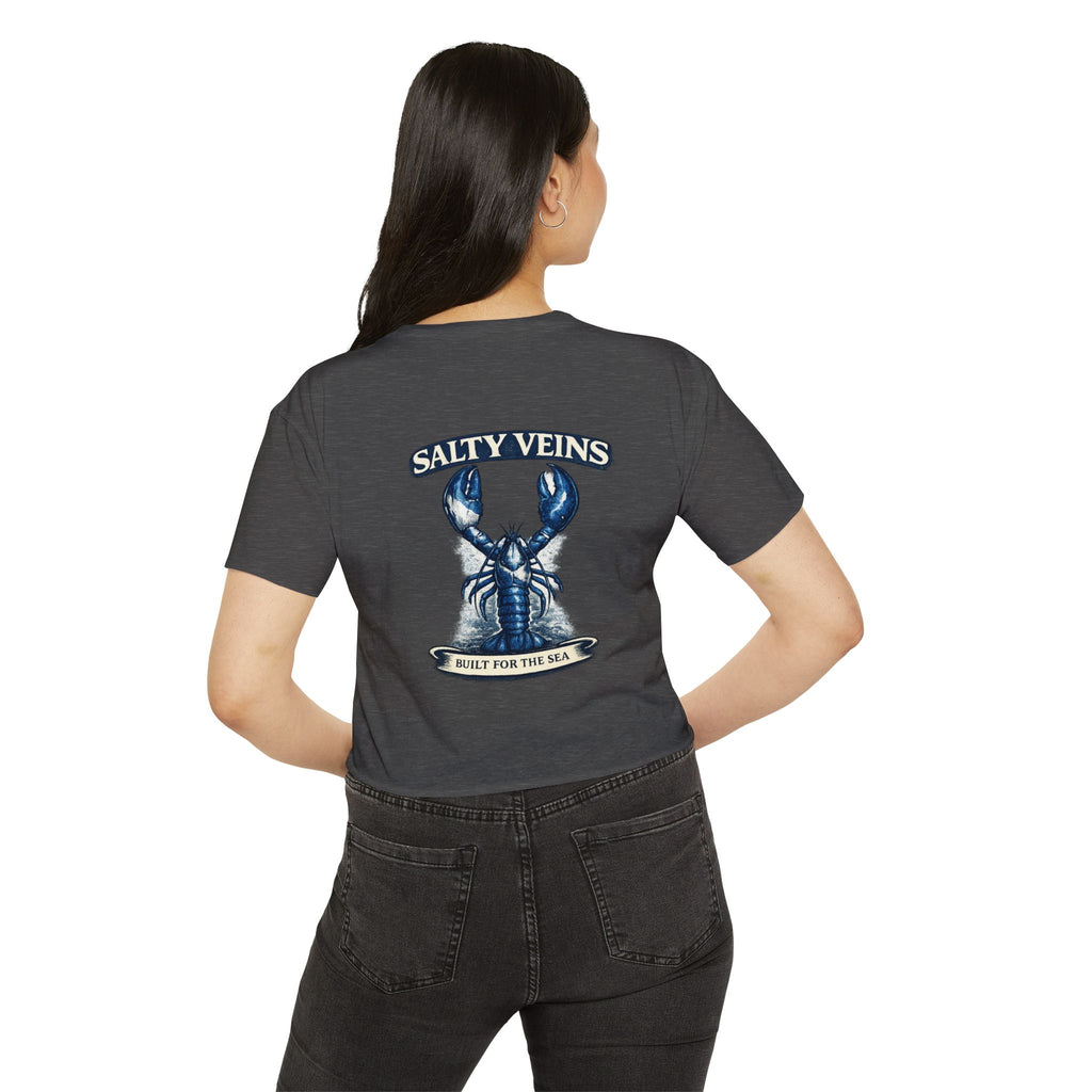 Salty Veins Crop Top — Nautical Lobster Tee