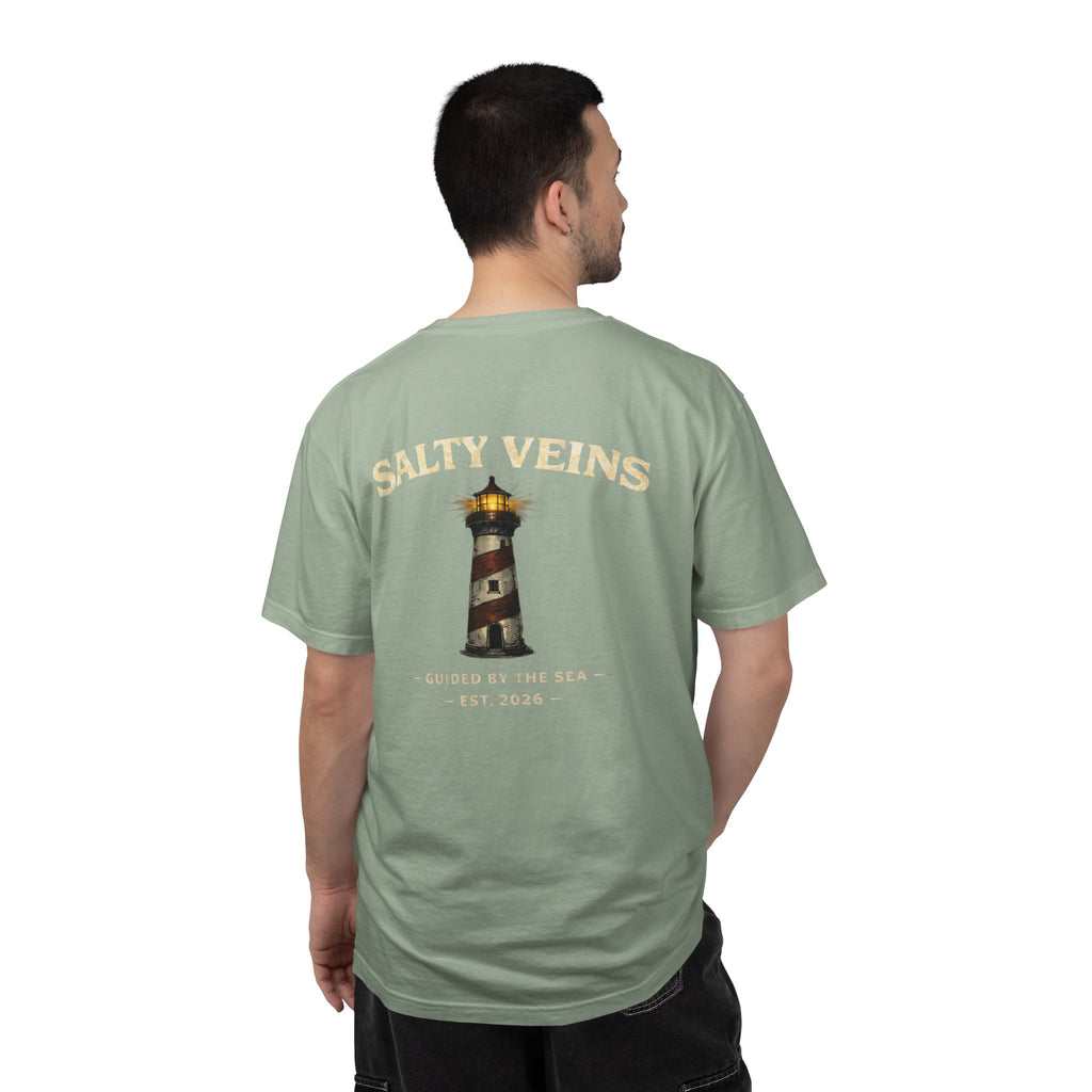 Salty Veins Guided by the Sea Lighthouse Tee