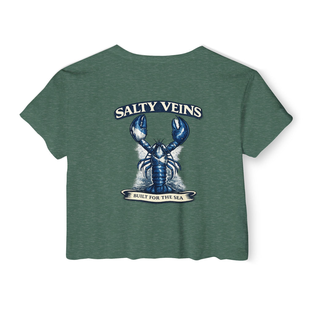 Salty Veins Crop Top — Nautical Lobster Tee