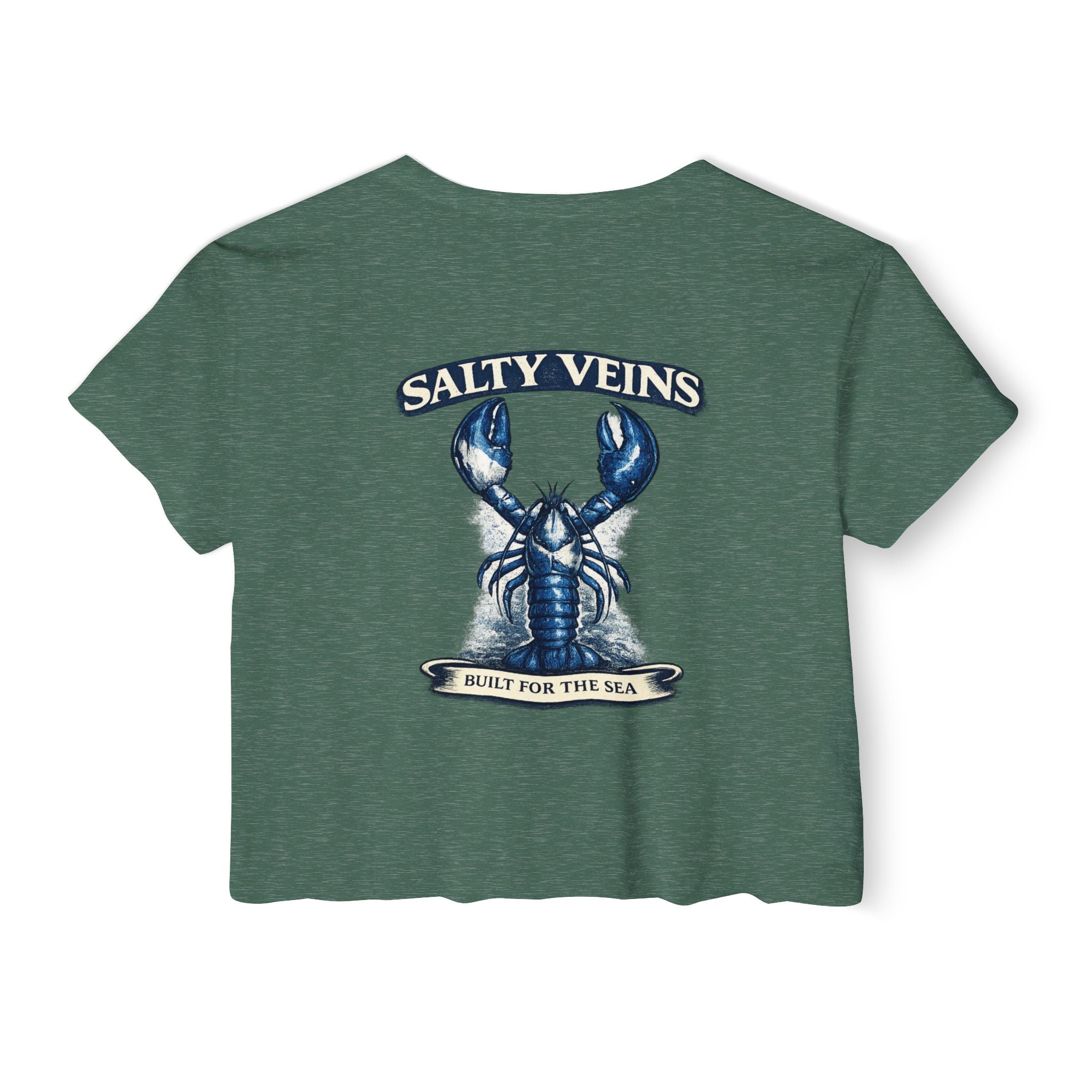 Salty Veins Crop Top — Nautical Lobster Tee