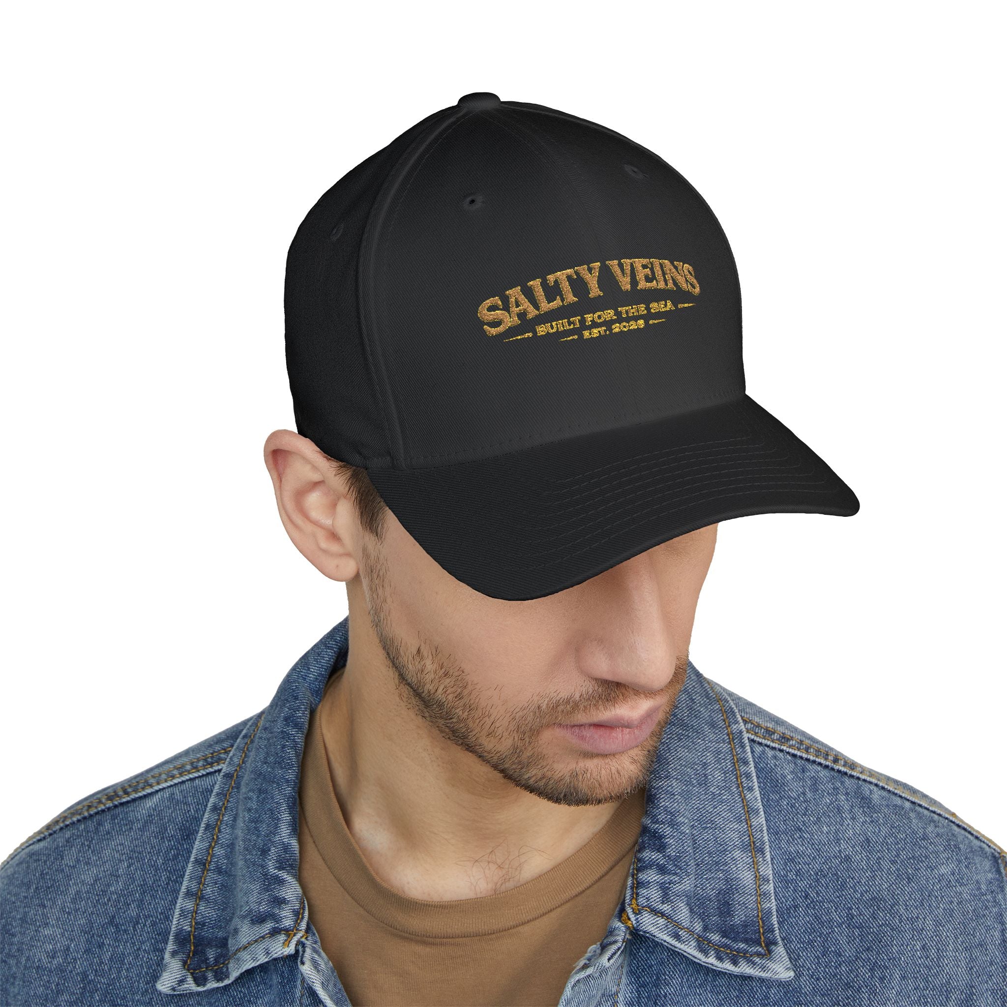 Salty Veins Embroidered Closed-Back Hat