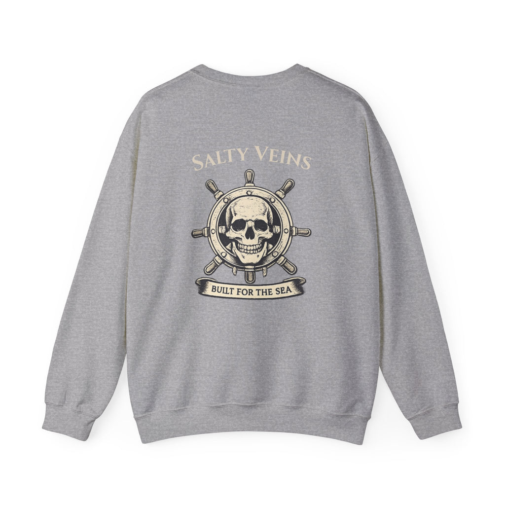 Salty Veins Nautical Skull Crewneck Sweatshirt — 'Built for the Sea'