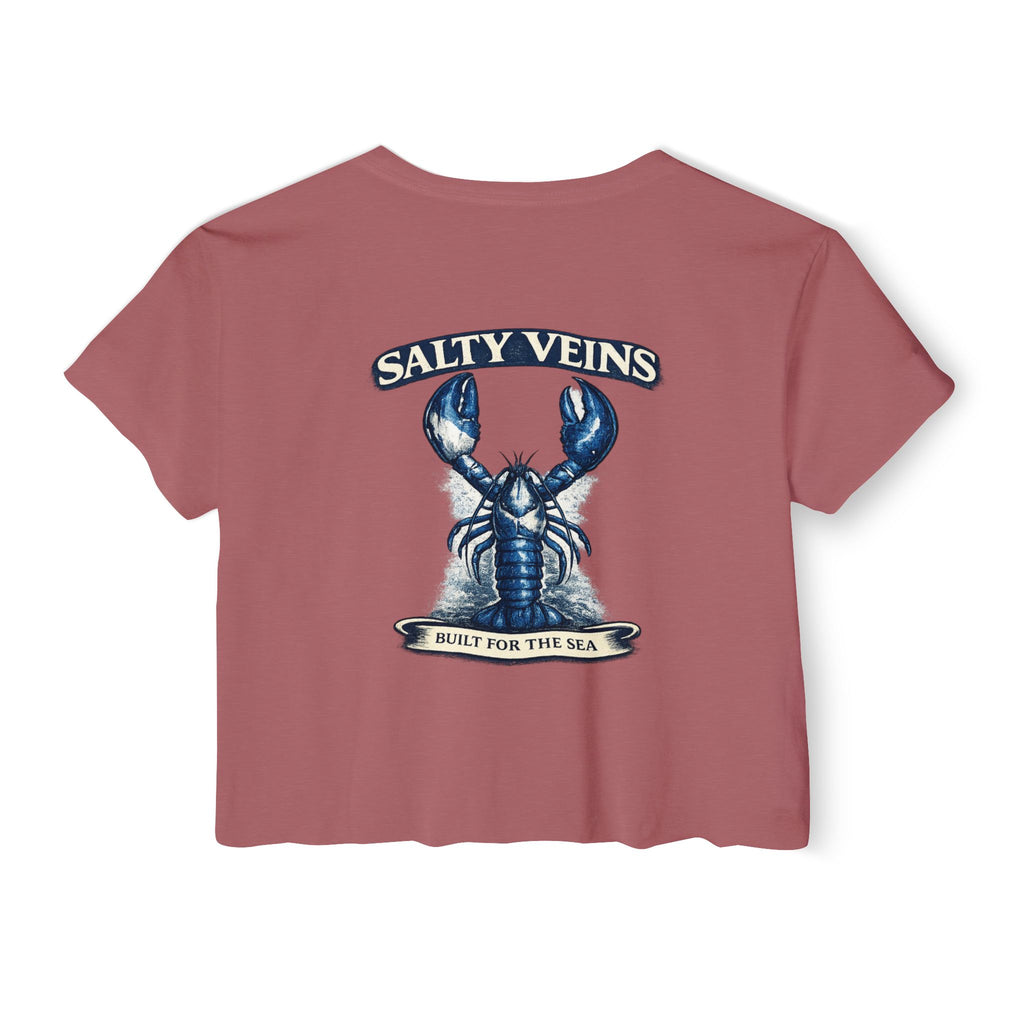 Salty Veins Crop Top — Nautical Lobster Tee