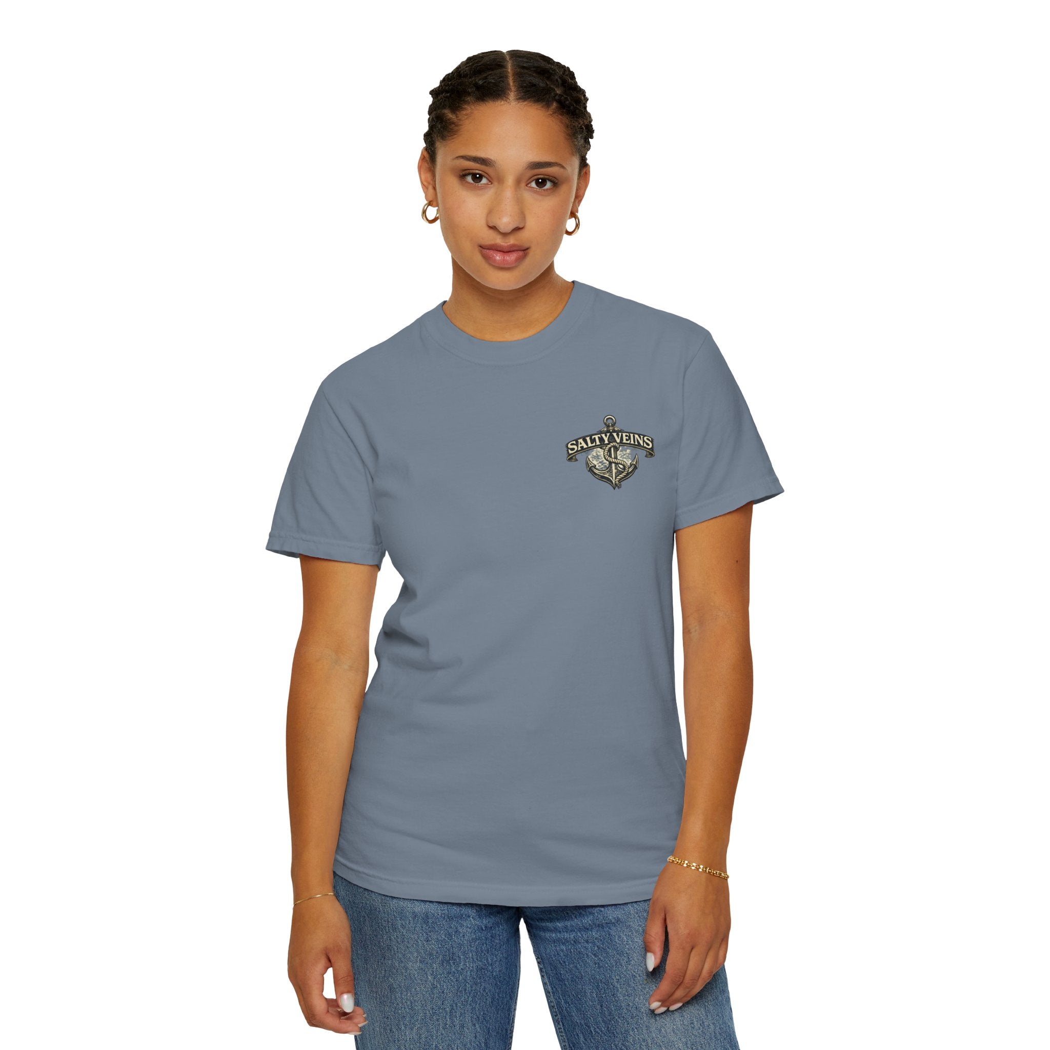 T-shirt Salty Veins Anchor — T-shirt graphique nautique « Legends Never Die »