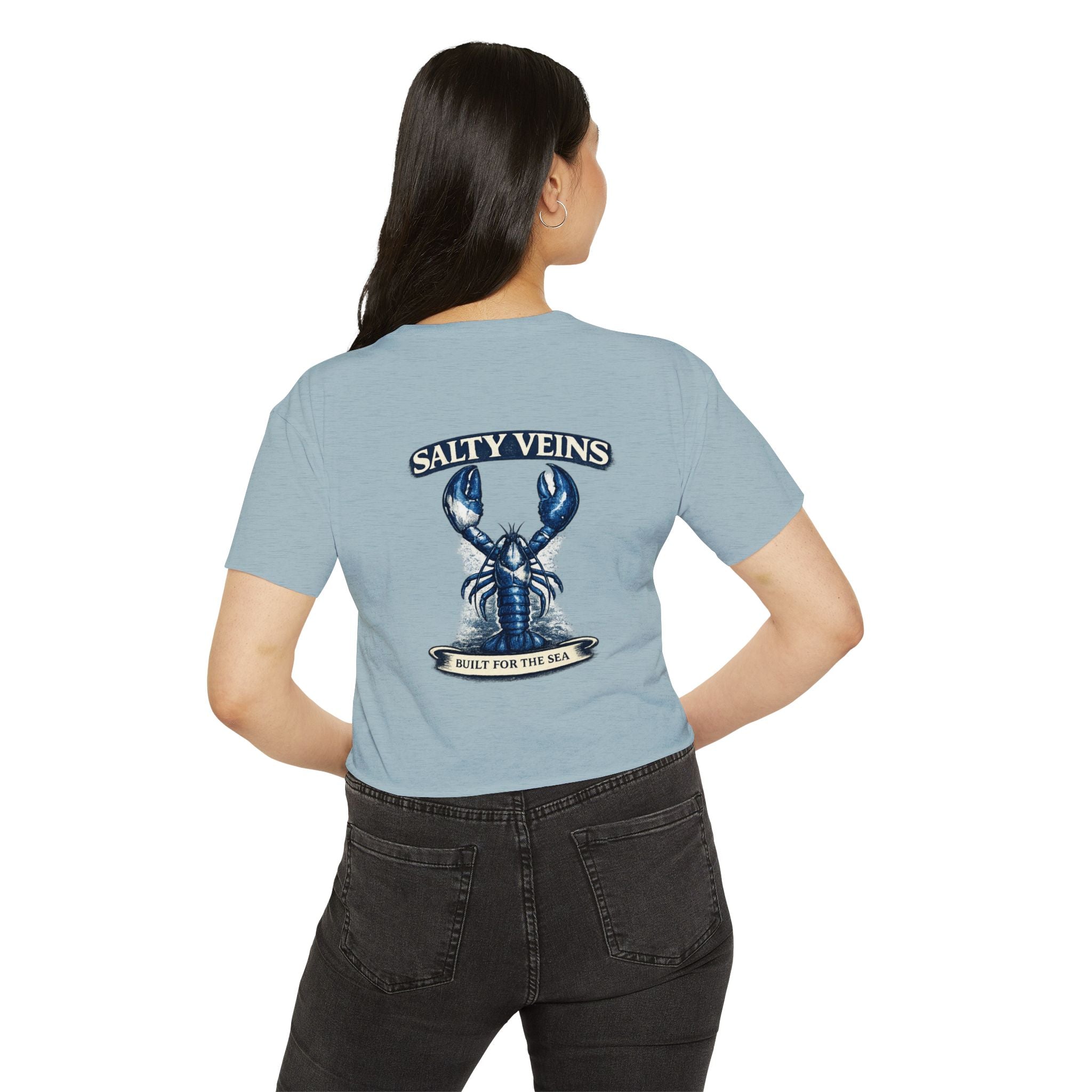 Salty Veins Crop Top — Nautical Lobster Tee