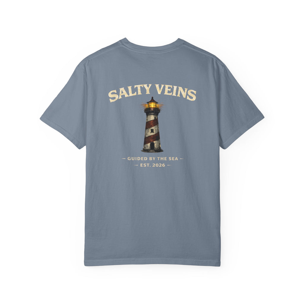 Salty Veins Guided by the Sea Lighthouse Tee