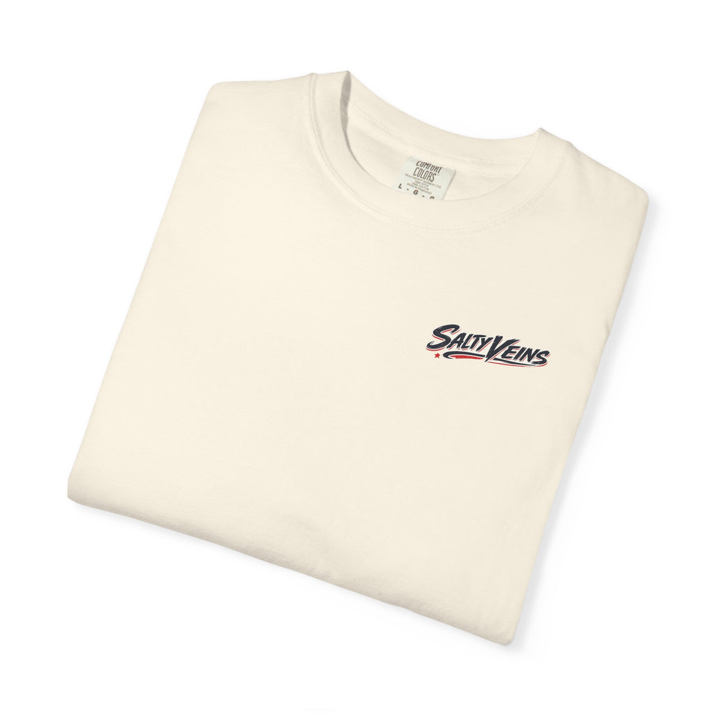 Salty Veins Marlin American Flag Fishing Tee