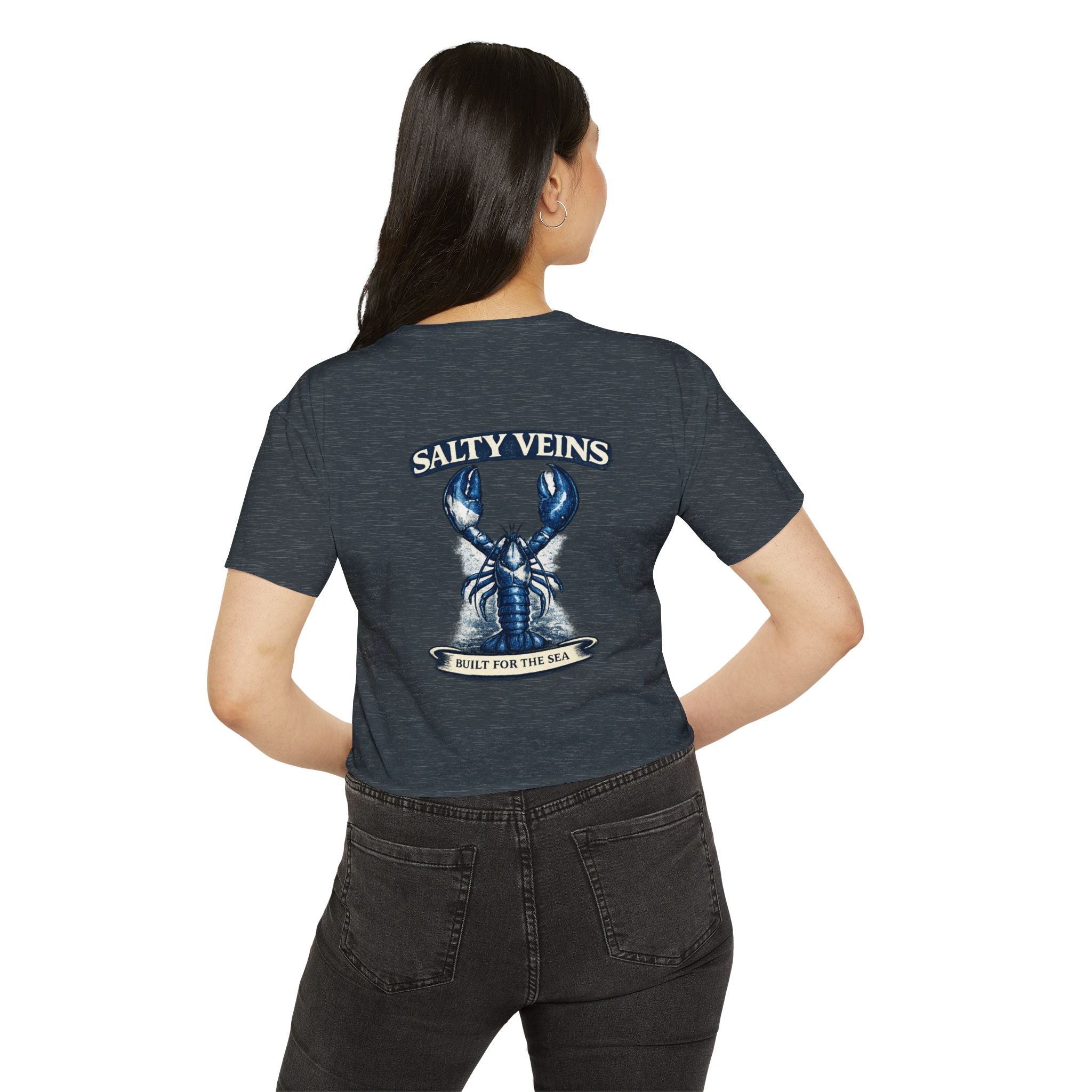 Salty Veins Crop Top — Nautical Lobster Tee