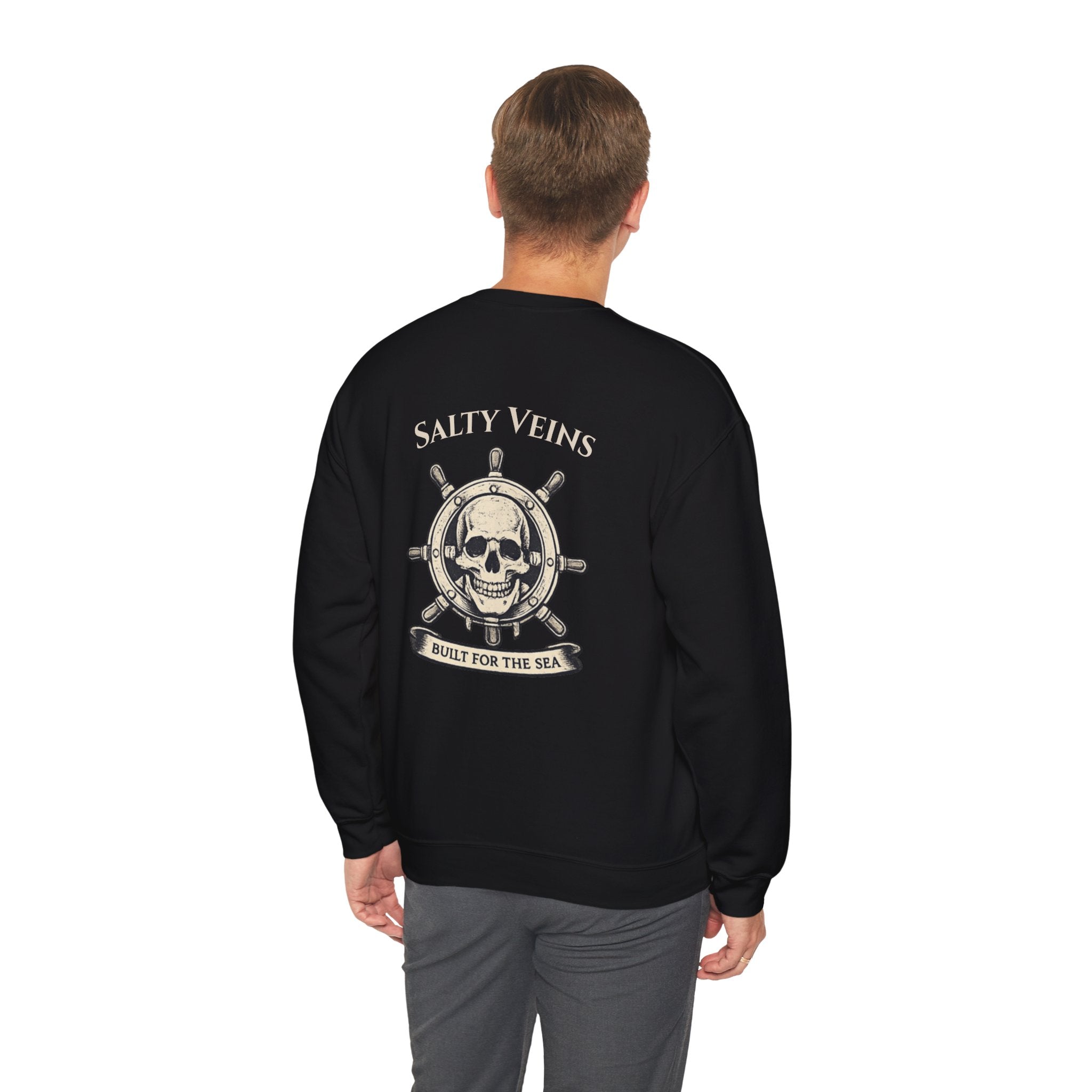 Salty Veins Nautical Skull Crewneck Sweatshirt — 'Built for the Sea'