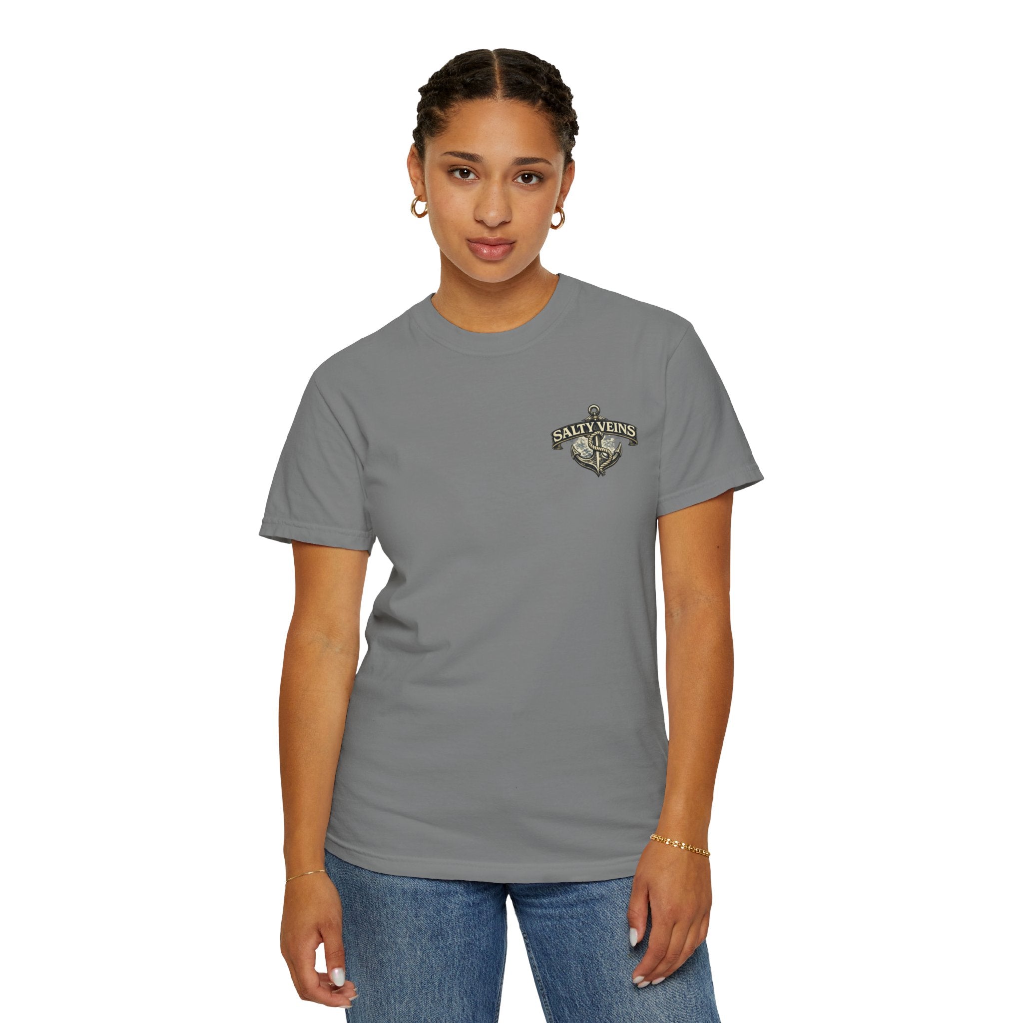 T-shirt Salty Veins Anchor — T-shirt graphique nautique « Legends Never Die »